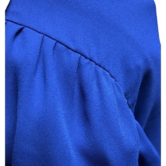 J. Crew Chiffon Peplum Blouse Women's Small Bell Sleeve Royal Blue Top - Picture 8 of 8